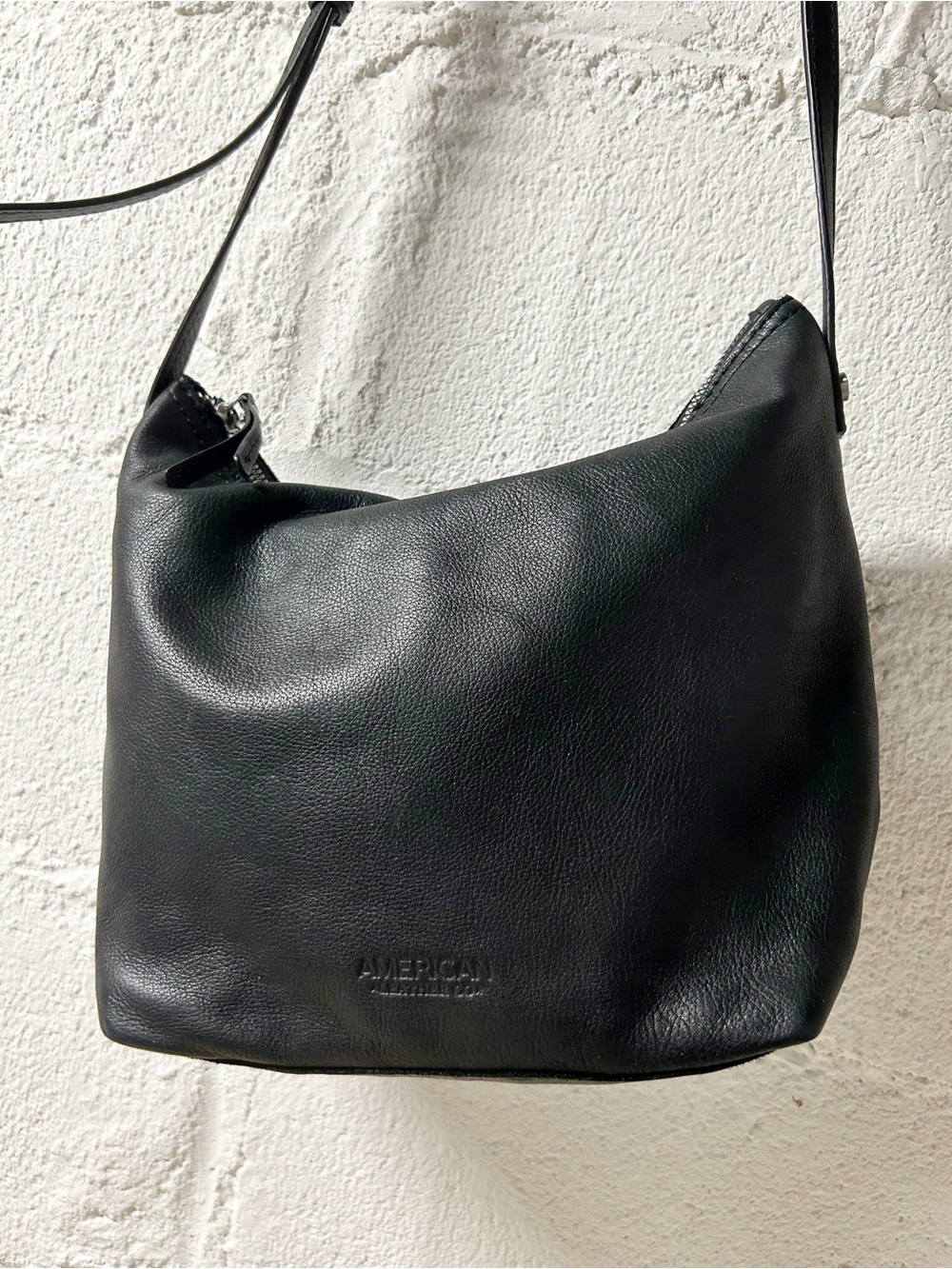 American Leather Co. Dayton Black Pebbled Leather Crossbody Hobo Bag; $145 MSRP